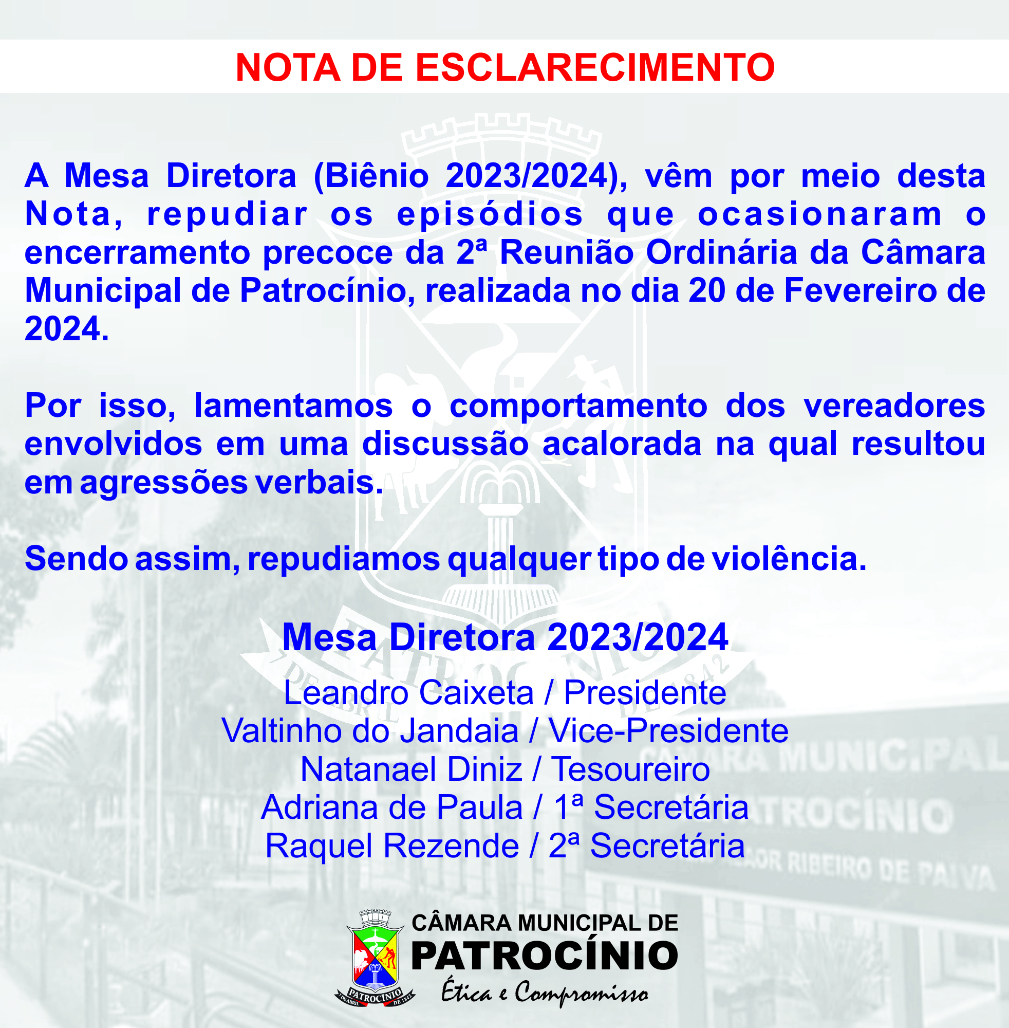 NOTA DE ESCLARECIMENTO