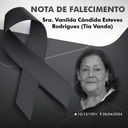 NOTA DE PESAR PELO FALECIMENTO DA SRA. VANILDA CÂNDIDA ESTEVES RODRIGUES (TIA VANDA)